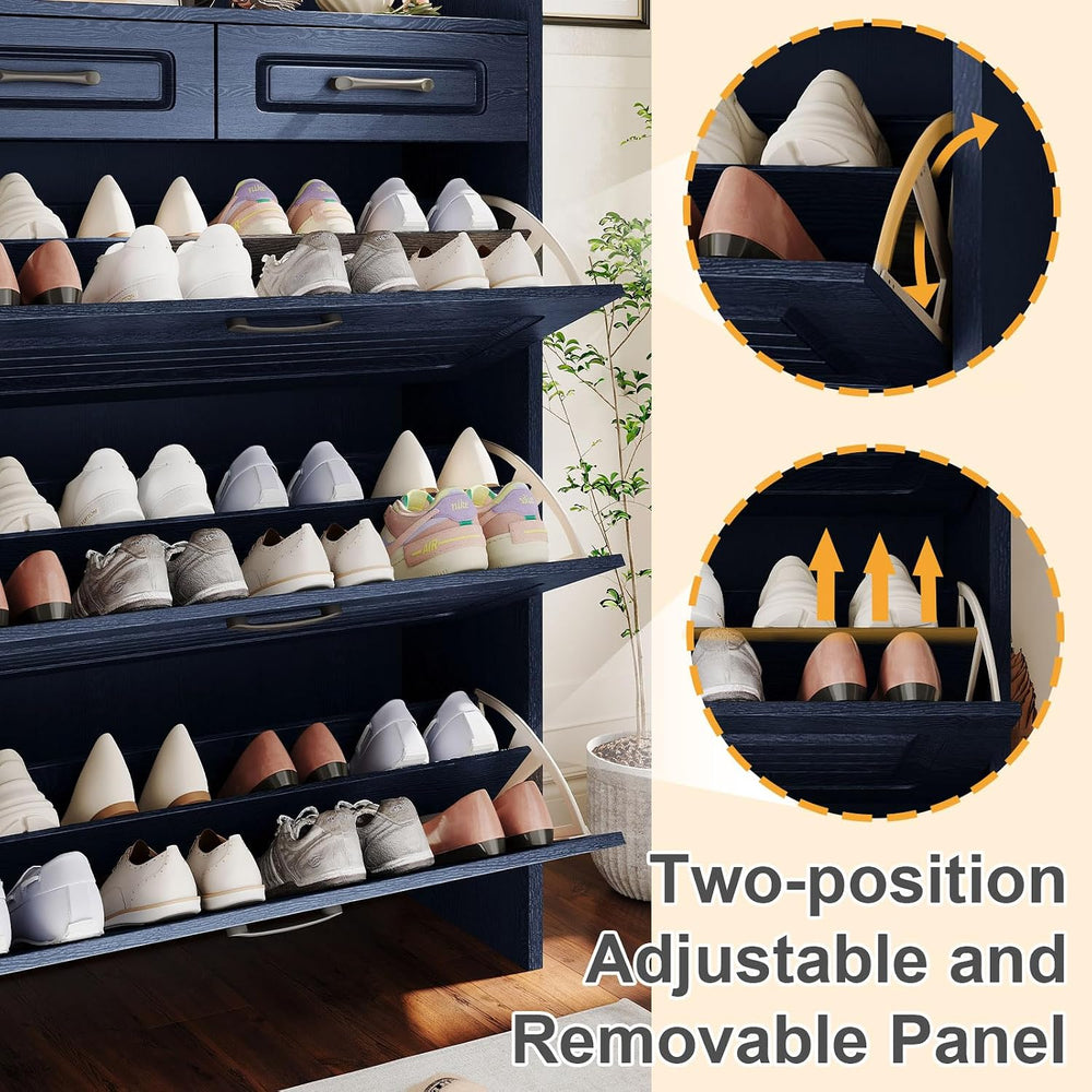 Lakifun Narrow Shoe Organizer Cabinet with 3 Large Flip Drawers & 2 Stora...