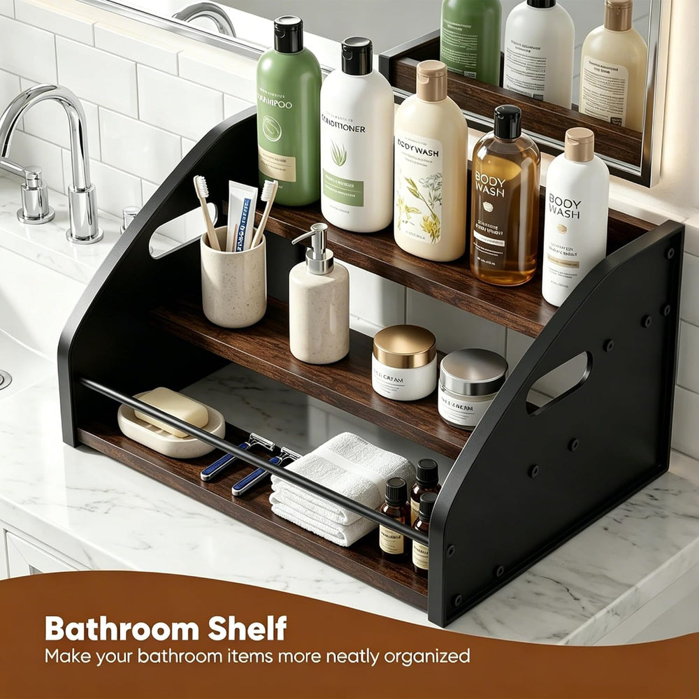3-Tier Coffee Syrup Rack with Easy-Carry Handles | Retro Large Countertop Bot...