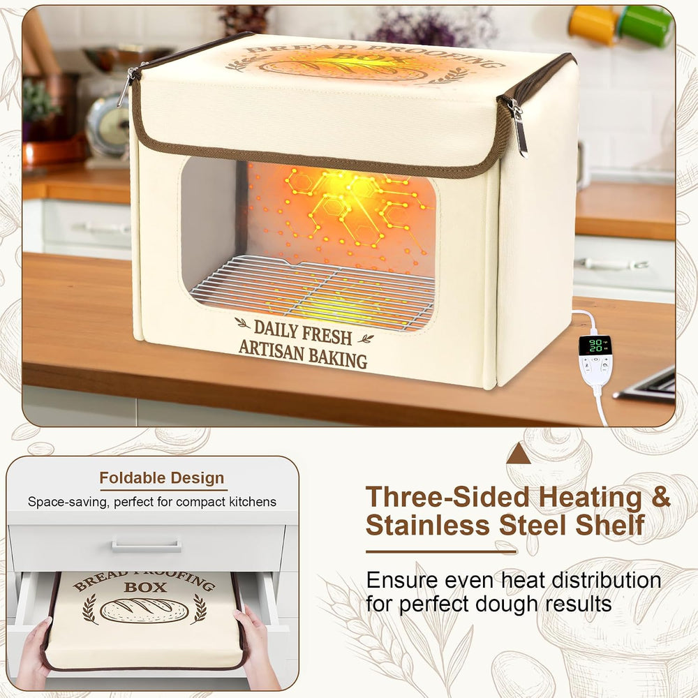 Antner Folding Bread Proofing Box with 70-131°F Temp Control & 99H Timer,...