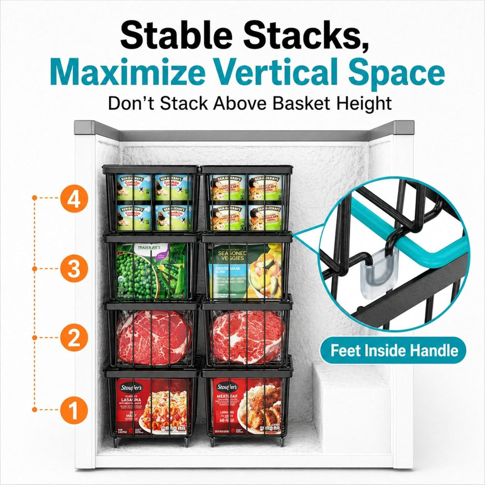 iSPECLE Chest Freezer Organizer - Small Storage Baskets for 7 Cu.Ft, 8 Pack