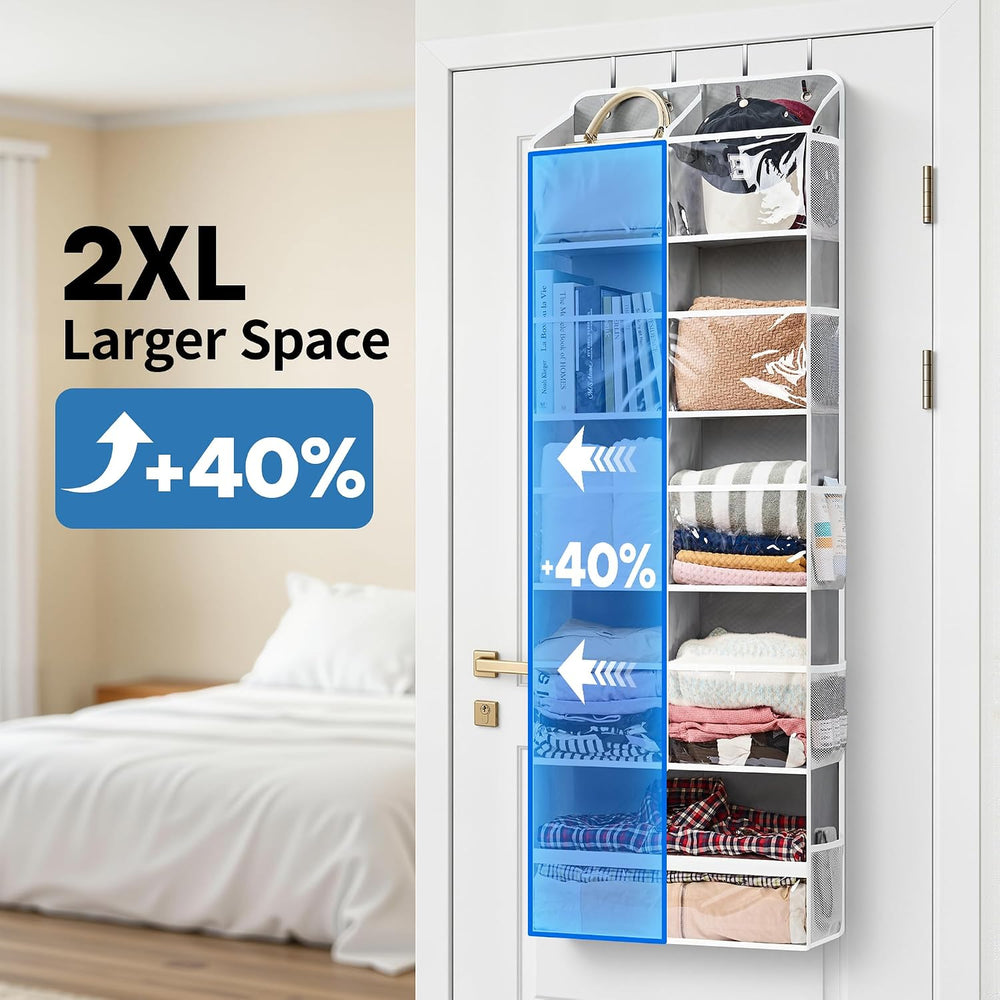 JARLINK Over the Door Organizer, Extra Large Storage for Bedroom, Grey