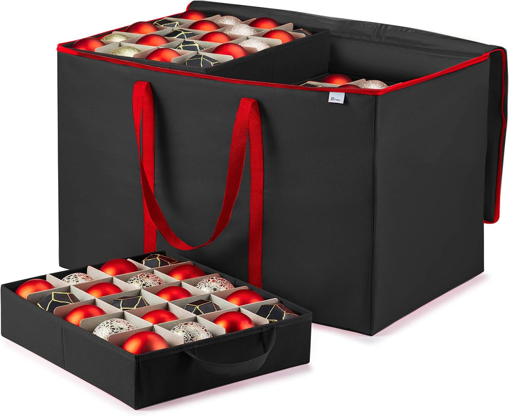 Premium Large Carrying Christmas Ornament storage Box with Clear Lid, 3"...