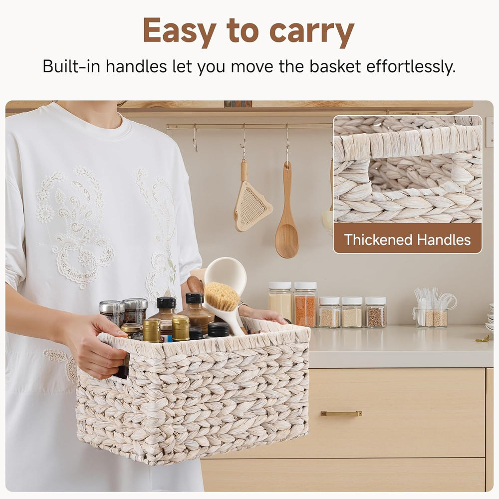 StorageWorks Wicker Storage Baskets for Shelves,White Wicker Baskets,2-Pack
