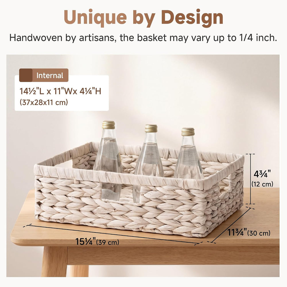 StorageWorks Large Wicker Storage Baskets for Shelves, White Baskets,1-Pack