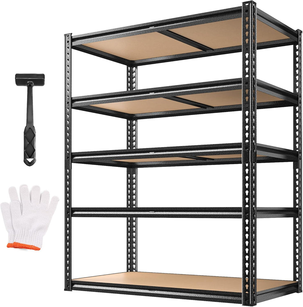 ROOMFAVE Garage Shelving Adjustable 5 Tier Storage Shelves Heavy Duty 72" H