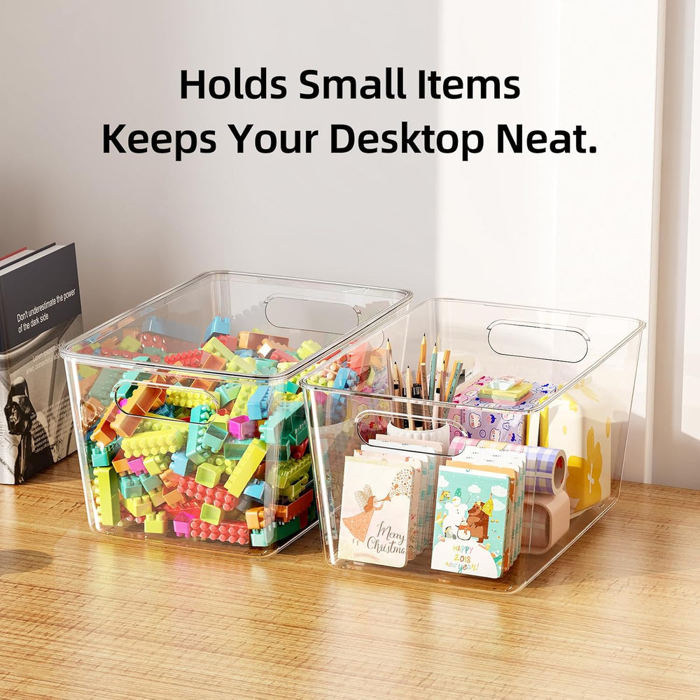 JOYZAN Stackable Plastic Storage Bins with Lids Clear Organizer Bins