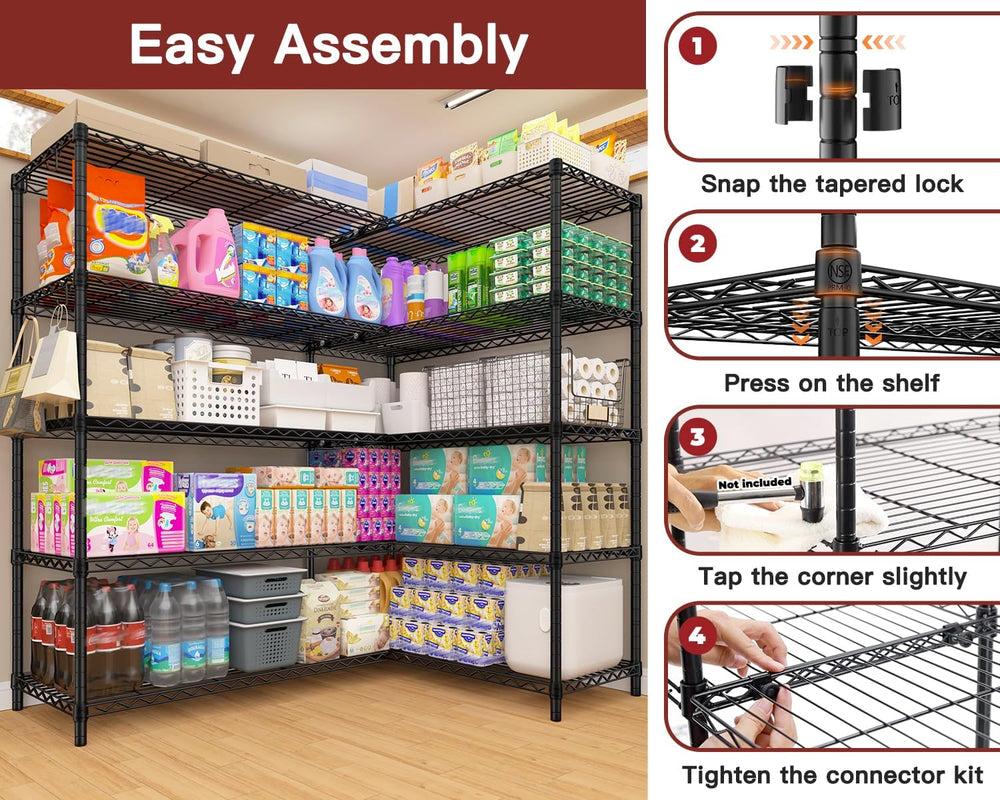 PrimeZone Heavy Duty Shelving Corner Shelves Pantry Shelving l Shaped Shelf