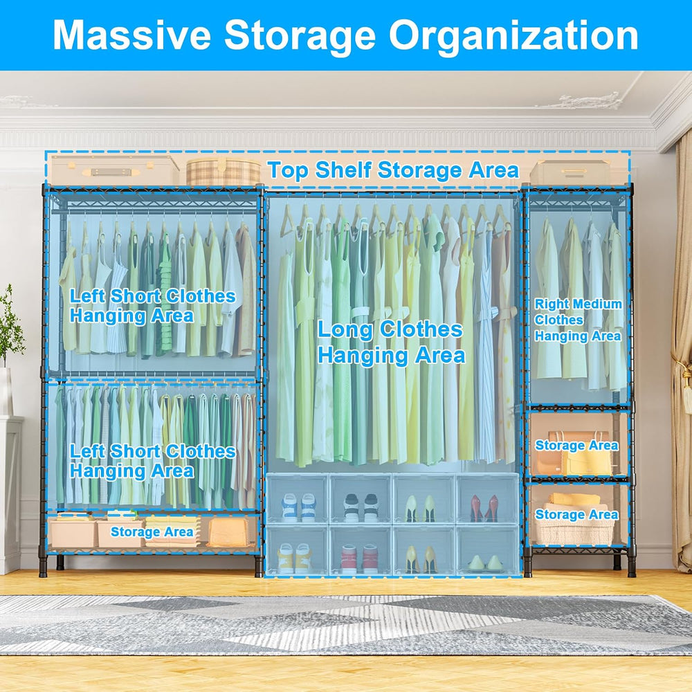 Ulif E10 Clothes Rack(With Stretchable Hanger Rod)Freestanding Clothing Racks...
