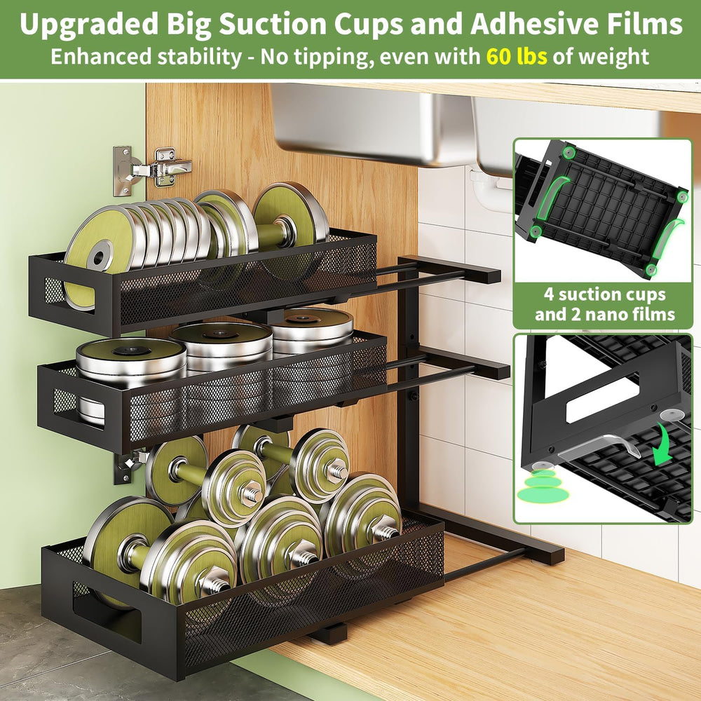Under Sink Organizer,3-Tier Heavy Duty Pull out Cabinet Organizer Shelf