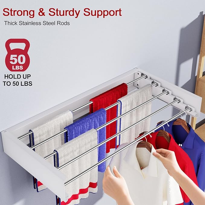 Wall Mounted Drying Rack 31.5", Foldable Laundry Drying Rack