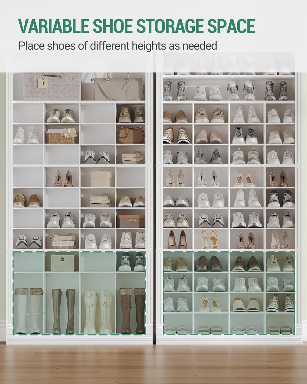 Hzuaneri 13 Tiers Shoe Storage Cabinet, Tall Shoe Cabinet with Cubby