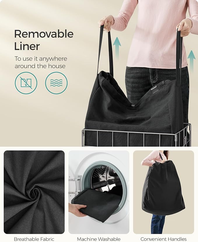 SONGMICS Laundry Hamper, 23.8 Gal. Laundry Basket, Collapsible Clothes Hamper