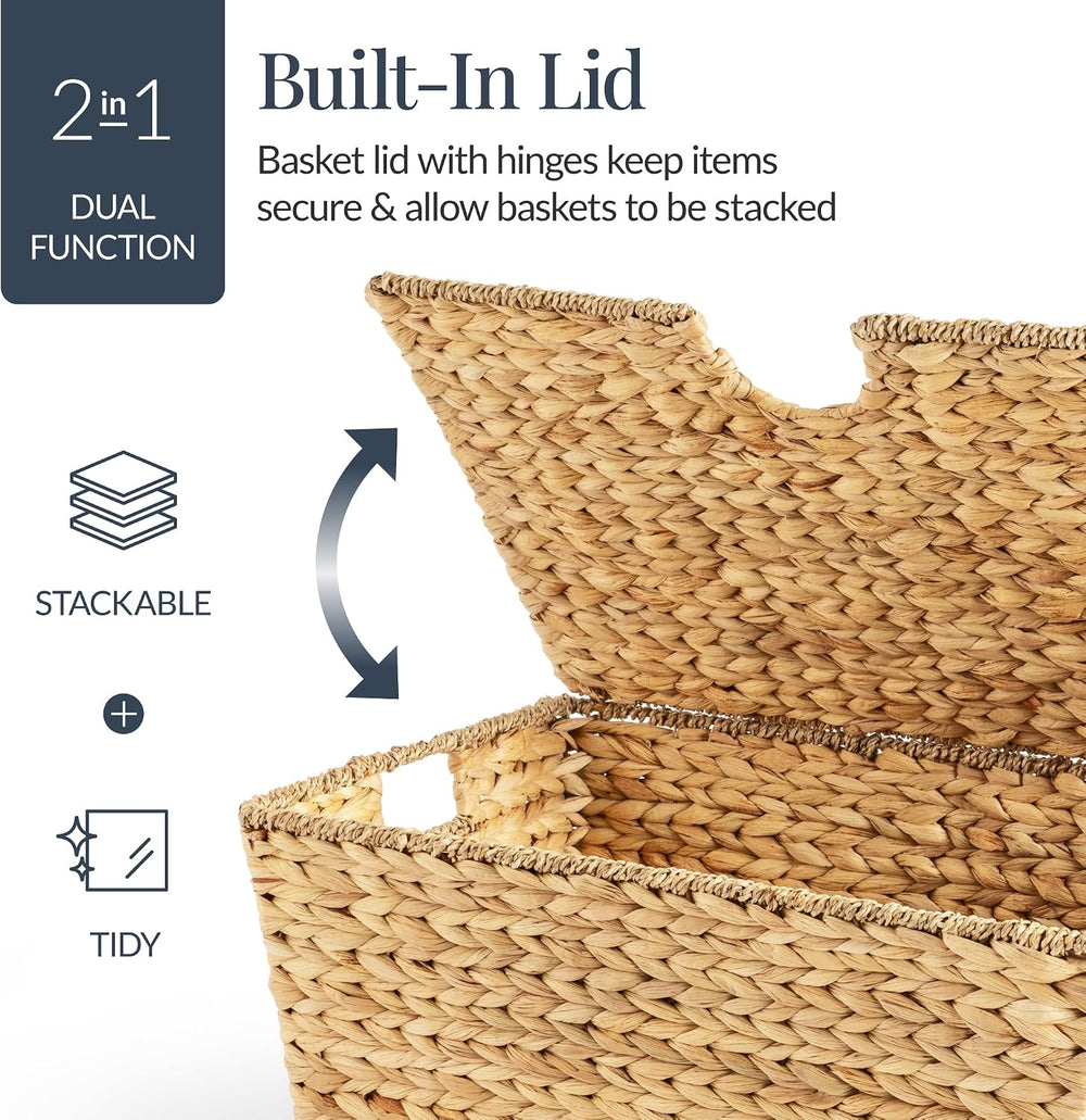 Best Choice Products Set of 2 X-Large & Medium Woven Storage Baskets W/Li...