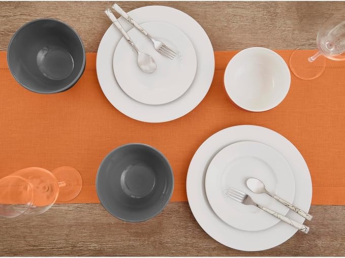 Solino Home Linen Pumpkin Hemstitch Table Runner 48 Inches - 100% Pure Linen ...