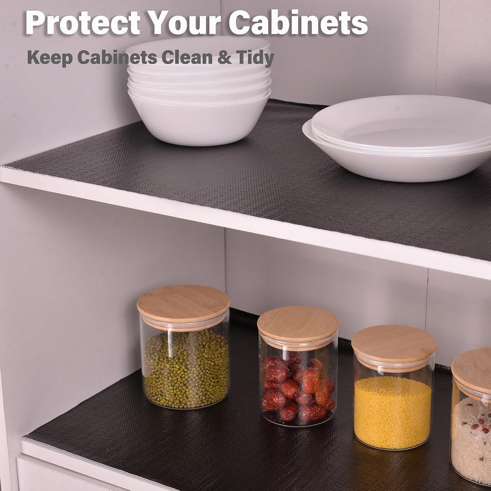Black Drawer and Shelf Liners for Kitchen Cabinet,Non Slip Cabinet Liners for...