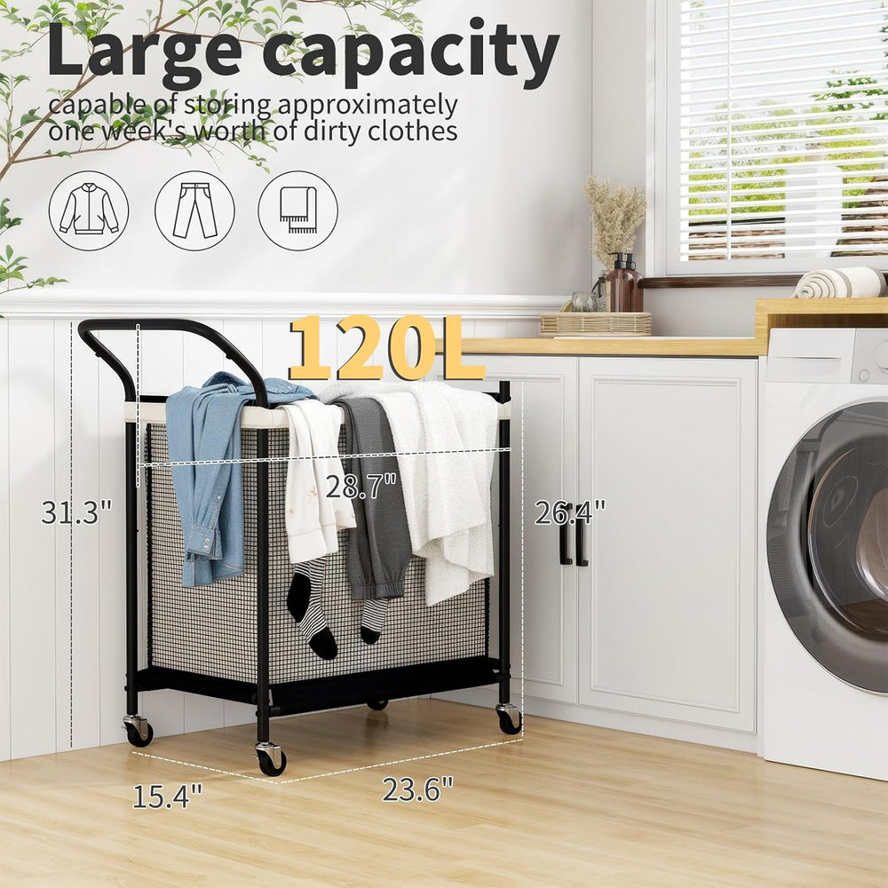 Laundry Hamper with Wheels,Laundry Basket with Removable and Washable Liner B...