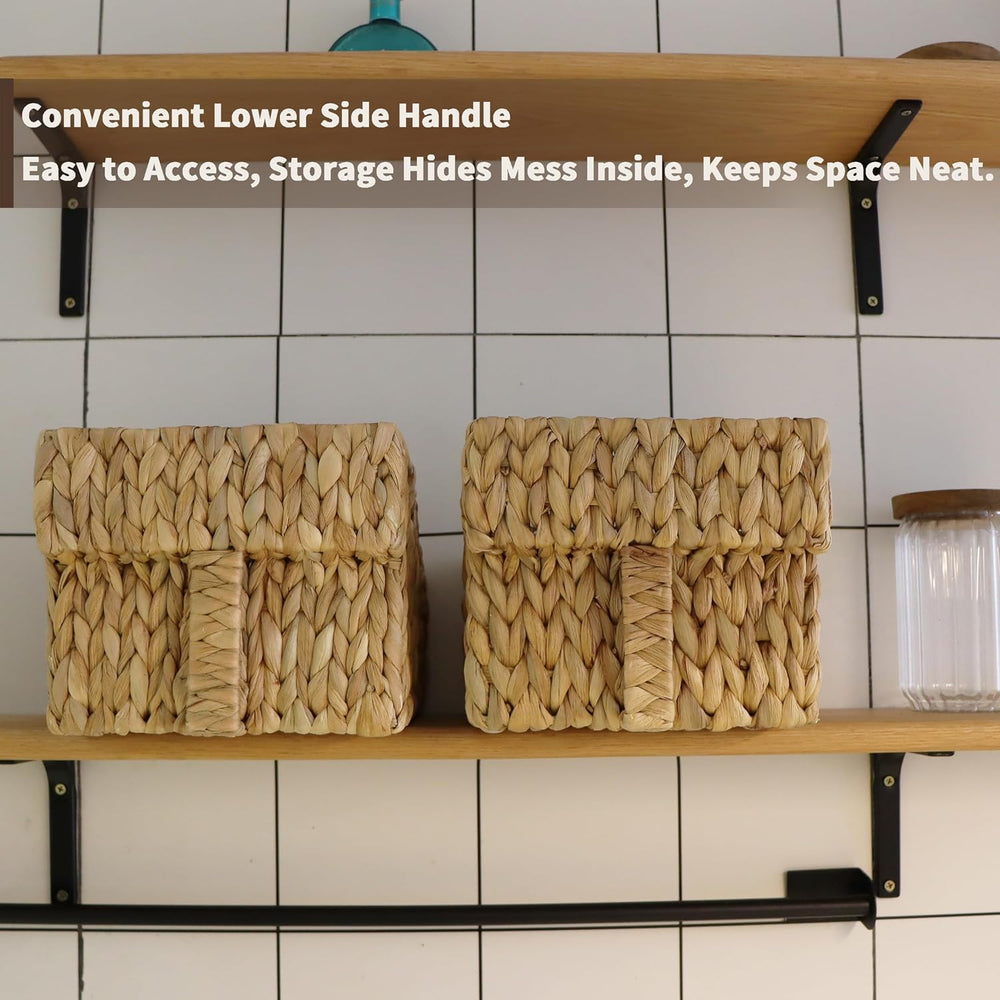 GYASVWU Water Hyacinth Pantry Baskets for Organizing, Wicker Storage Baskets ...