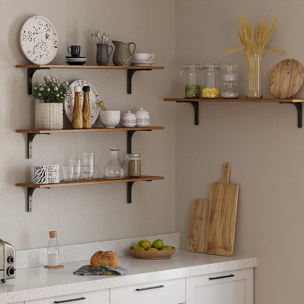 DINZI LVJ Long Wall Shelves, 39.4Inch Wooden Wall Mounted Shelves, Set of 2