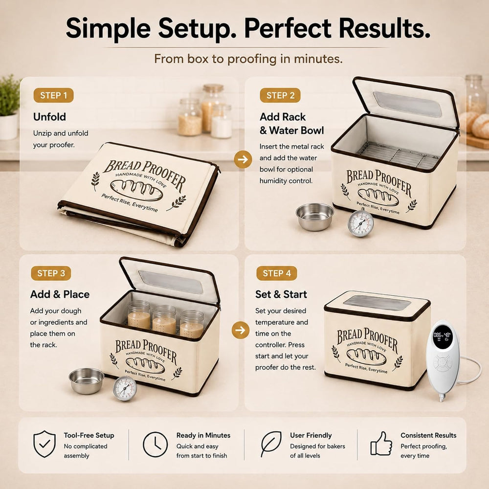 CasaChic Bread Proofing Box Kit - Folding Dough Proofer - Foldable Sourdough ...