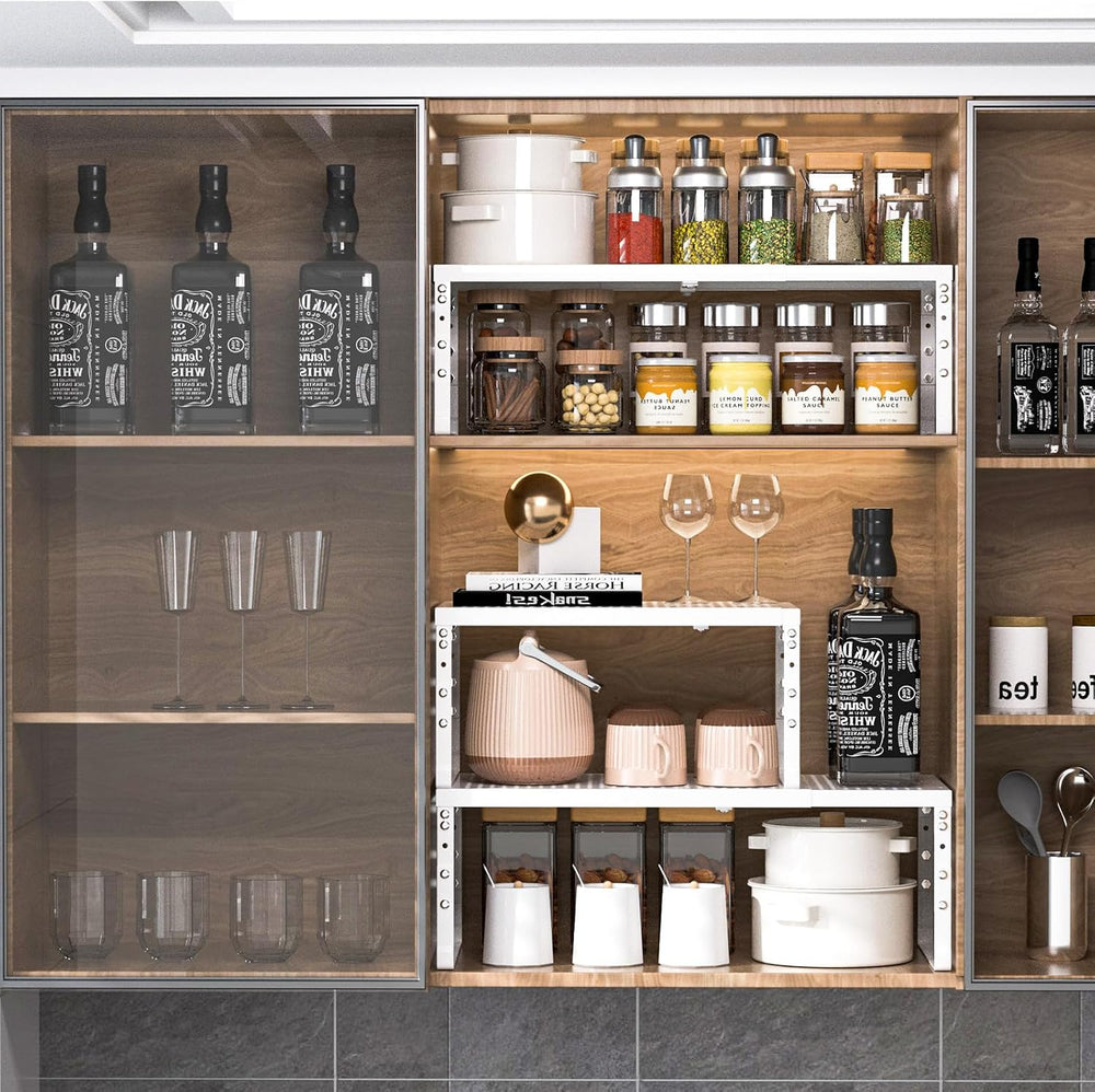 Cabinet Shelf,Expandable Adjustable Stackable Kitchen Organizer,for cabinets,...