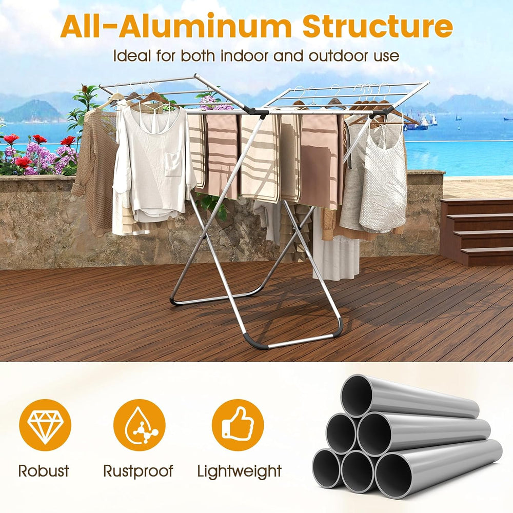 Giantex Foldable Clothes Drying Rack, Freestanding Aluminum Laundry Drying Ra...