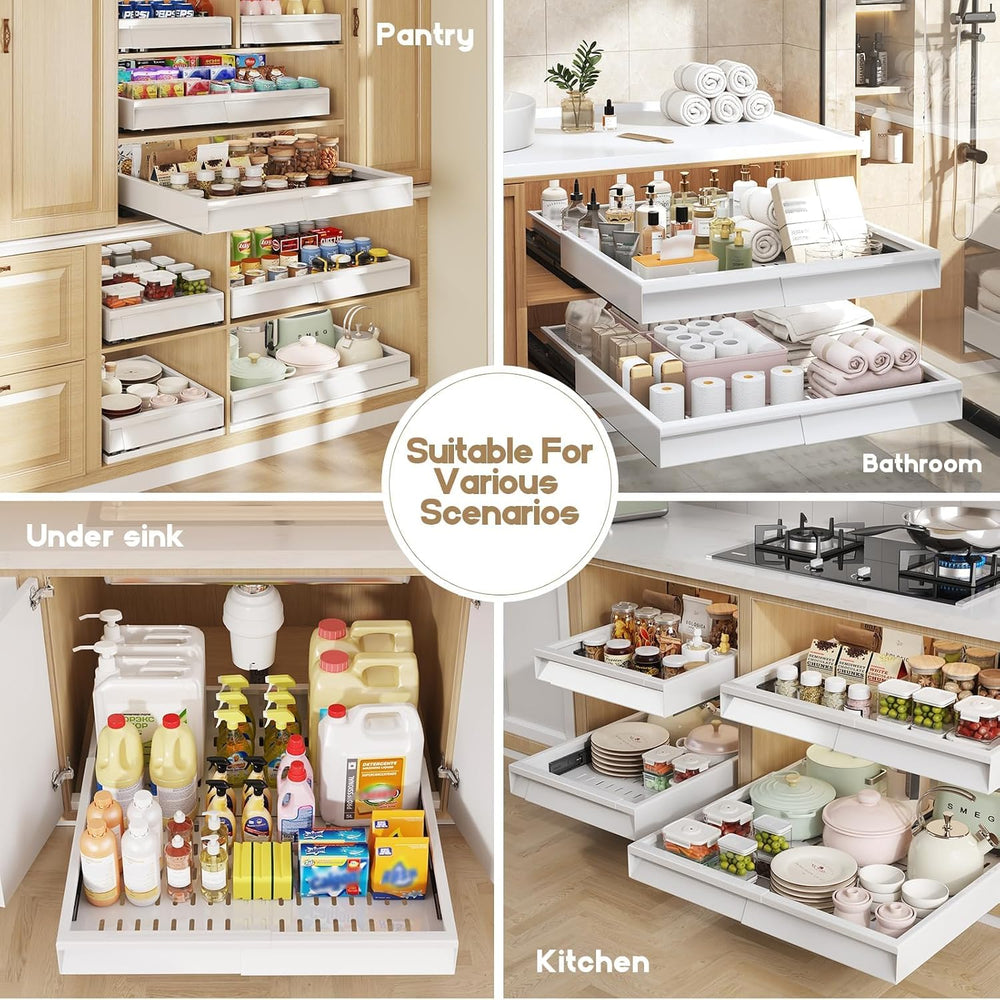 Seinloes Pull Out Cabinet Organizer, 4-Side Expandable to Fit Most Cabinets, ...