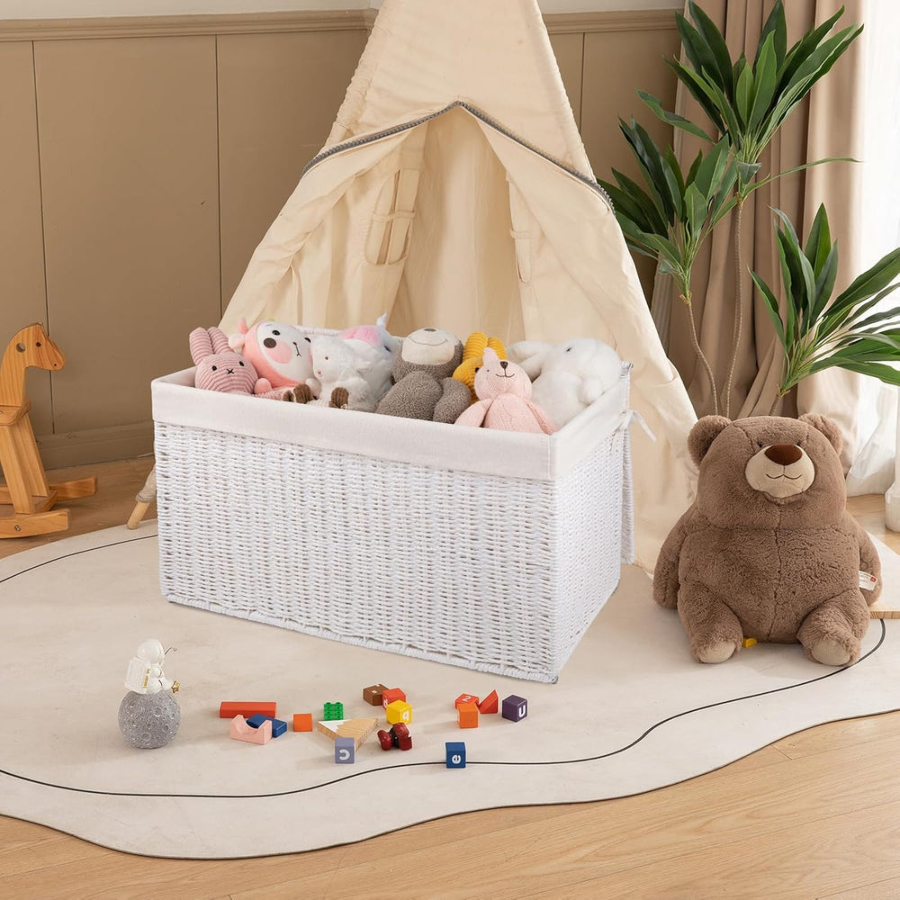 OIAHOMY Storage Basket with Lid, 27.7 Gallon (105L) Blanket Basket with Remov...