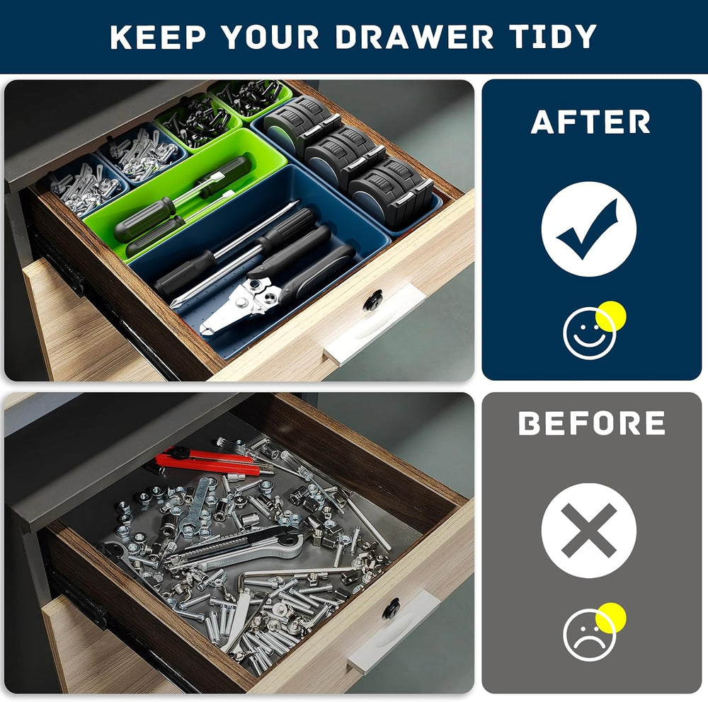 47pcs Tool Box Organizer, Tool Drawer Organizer Trays with Non-slip EVA Pads ...