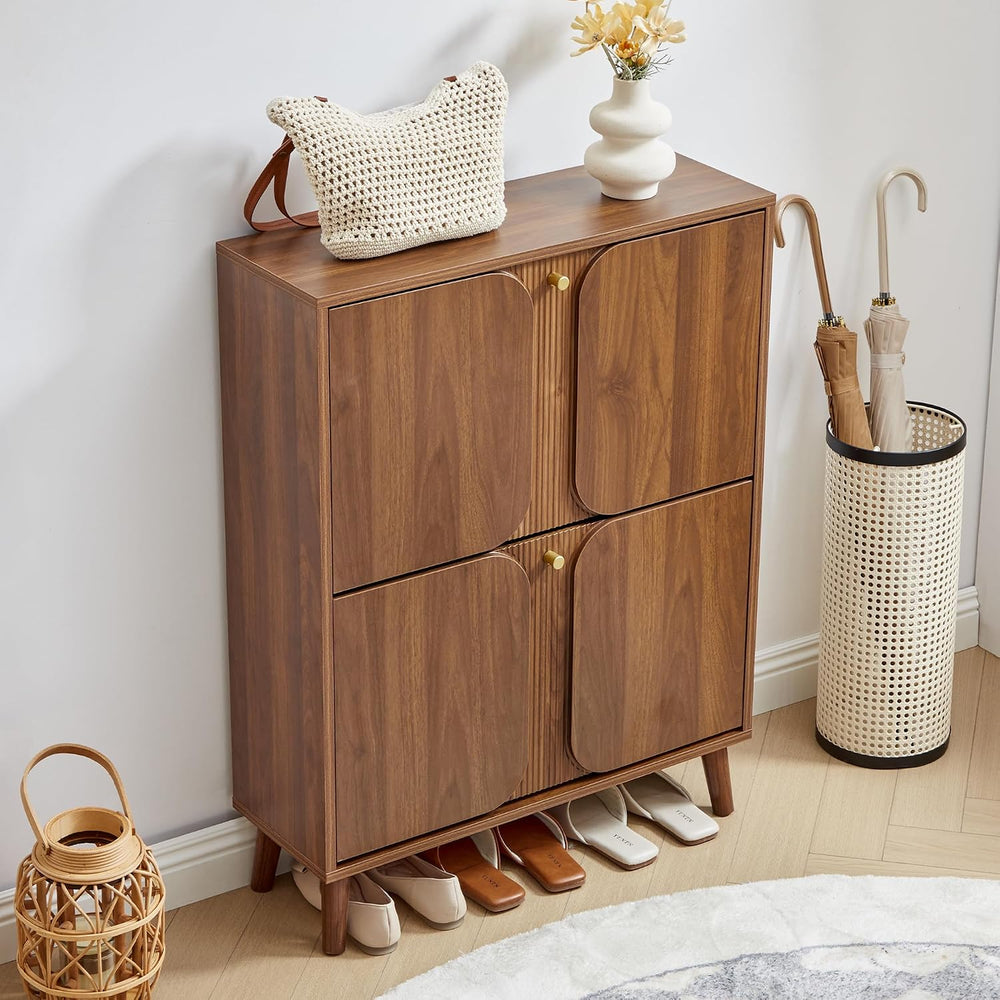 BERRYMERRY Unique 27.6" W Shoe Storage Cabinet with 2 Flip Drawers