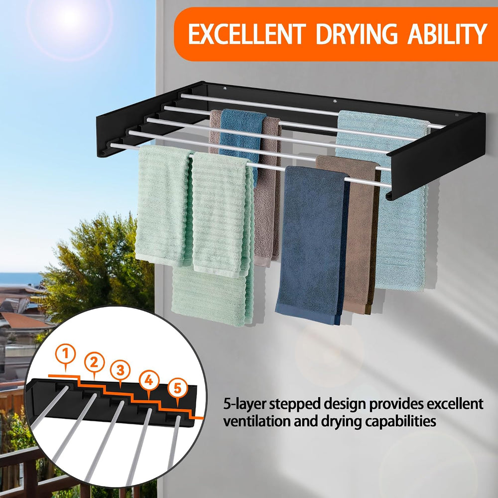 FOCHIER F Laundry Drying Rack Wall Mounted Clothes Drying Rack Collapsible wi...