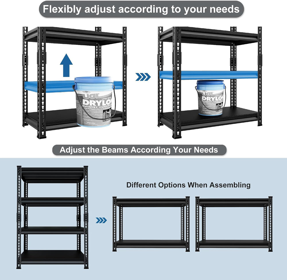 40" W Garage Shelving Heavy Duty,1800LBS Loads Metal Shelving Units and ...