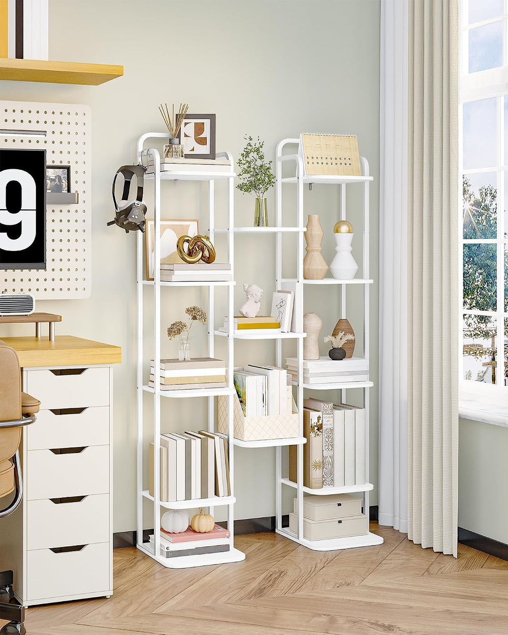 Hzuaneri 8 Tiers Vertical Shoe Rack, Narrow Shoe Tower, Tall Shoes Shelf with...