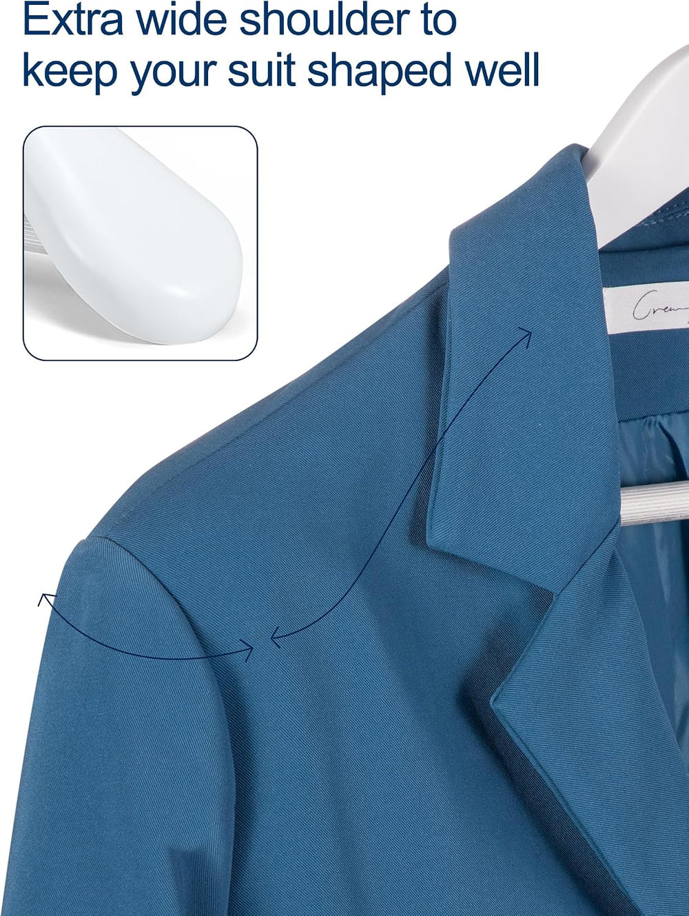 HOUSE DAY White Wooden Suit Hangers 6 Pack, Thick Wide Shoulder Hangers