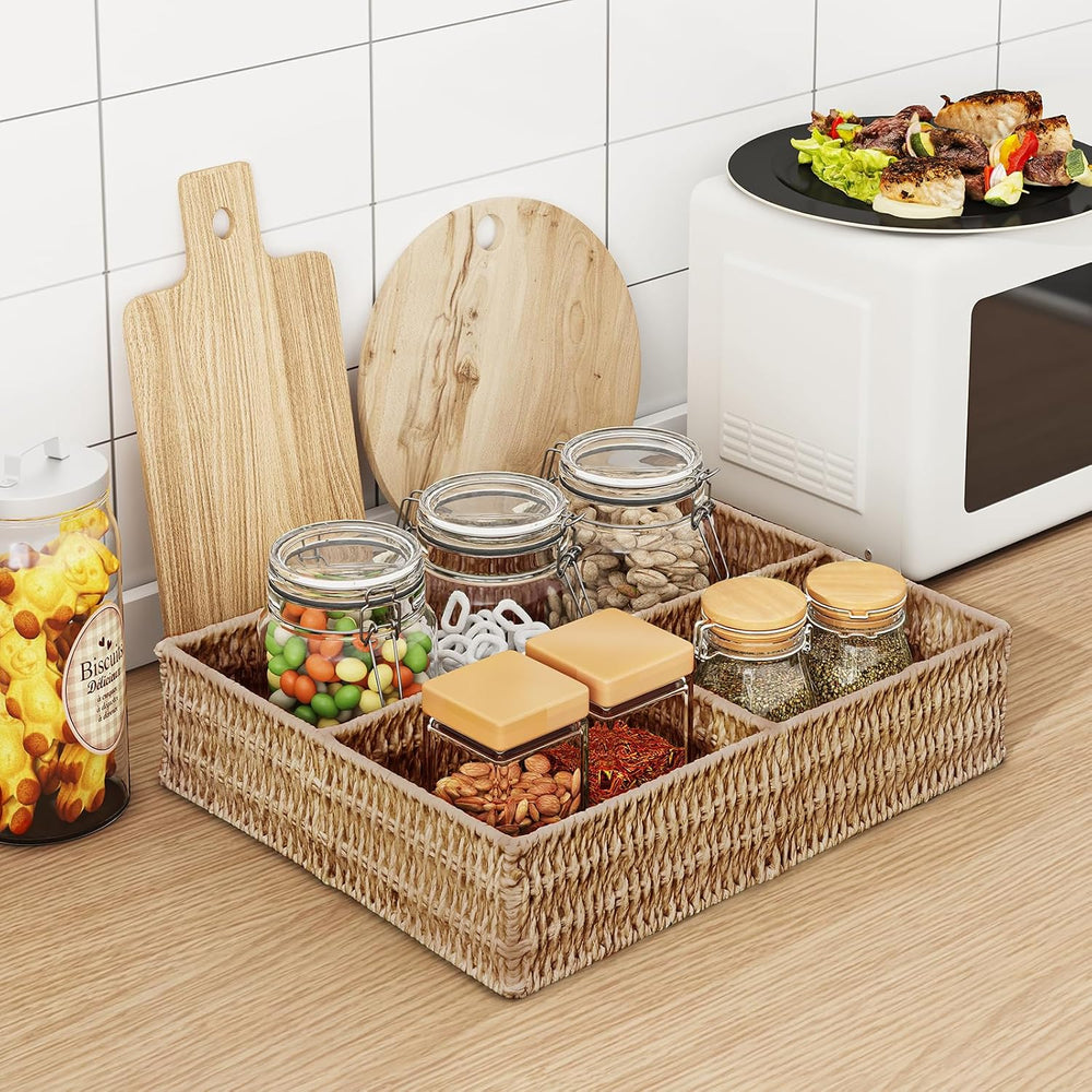 Vagusicc Wicker Divided Storage Basket, Wicker Baskets, Basket for Shelves Dr...