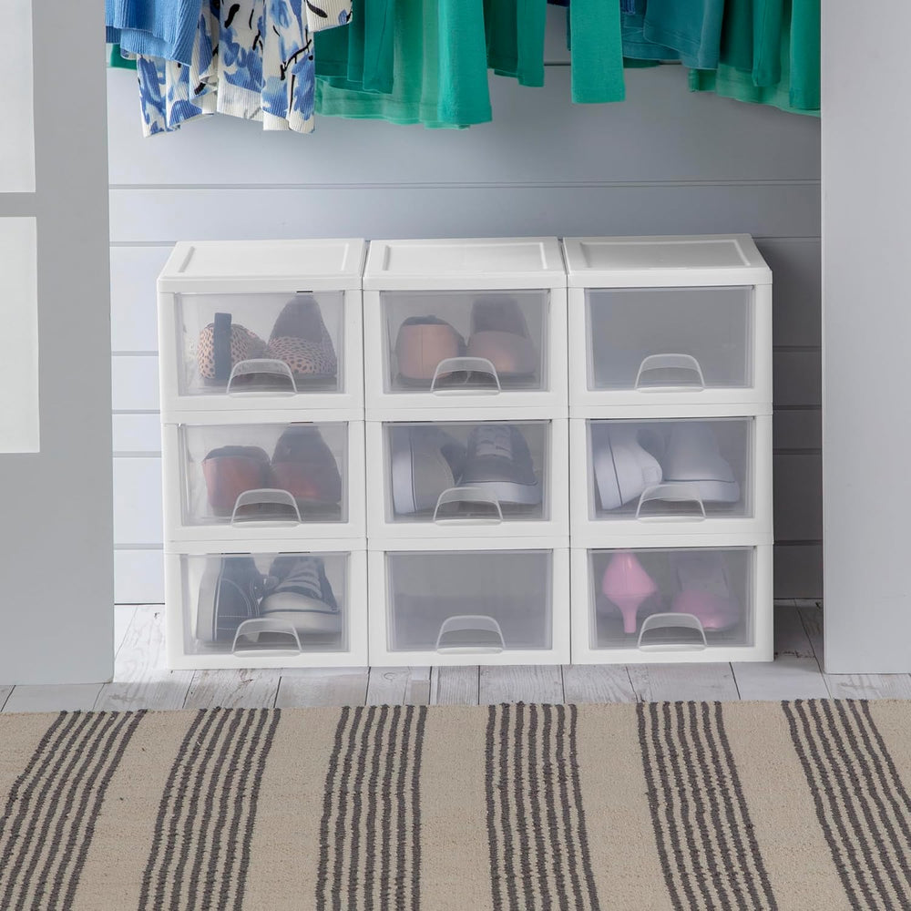 Sterilite Stacking Drawer Storage Organizer for Clothes, 6 Quart, 12-Pack