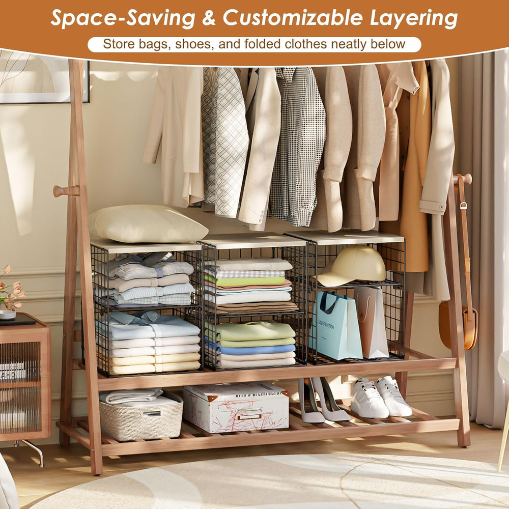 6-Tier Stackable Closet Organizers and Storage Basket, Set of 3 Closet Shelf ...