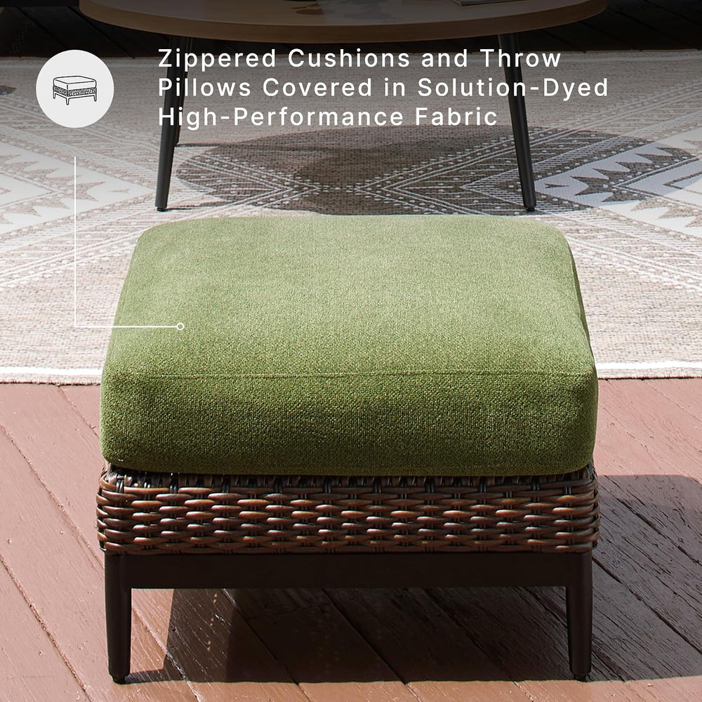 Signature Design by Ashley Outdoor Ottoman with Cushion, 28" Square Green