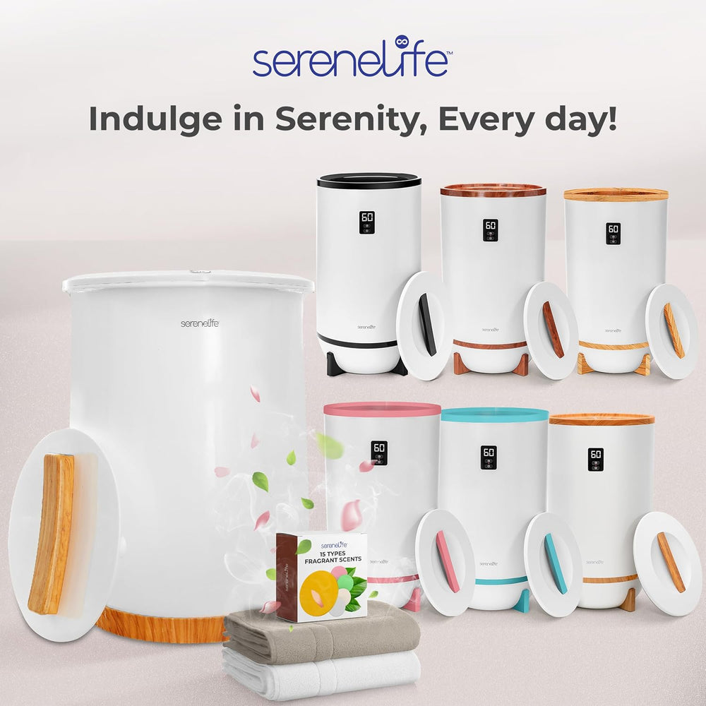 SereneLife Bucket Towel Warmers, White Large Towel Warmer for Spa and Bathroo...