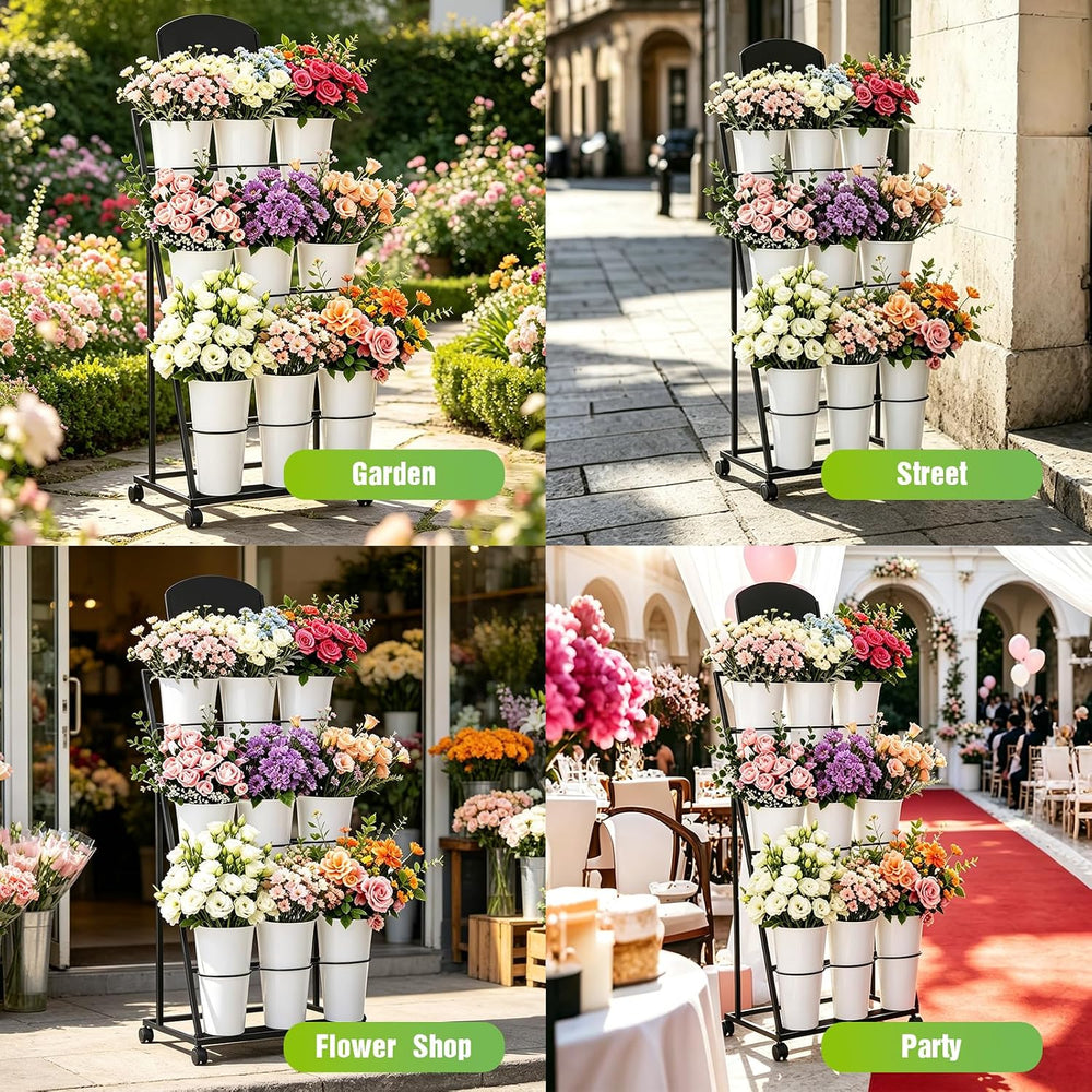 Bloom Bar Flower Cart Flower Bar Stand Flower Cart with Wheels | Made of meta...