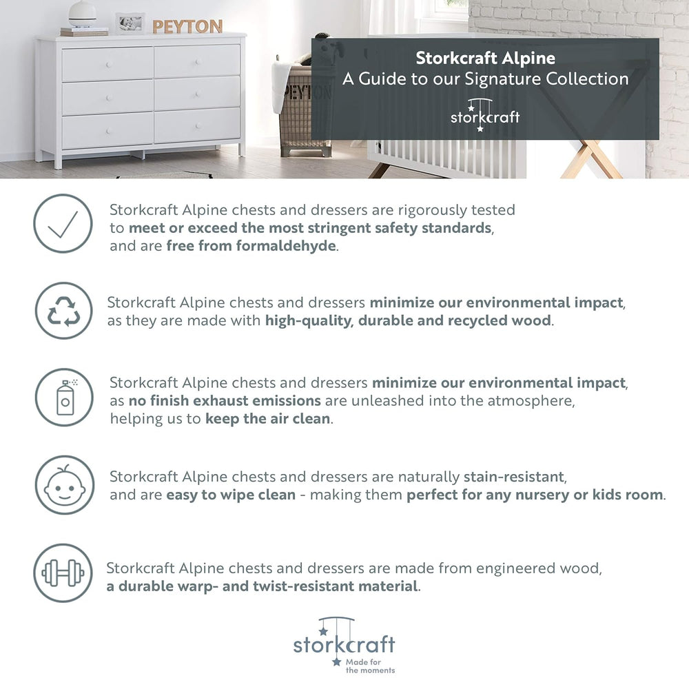 Storkcraft Alpine 6-Drawer Dresser, Gray