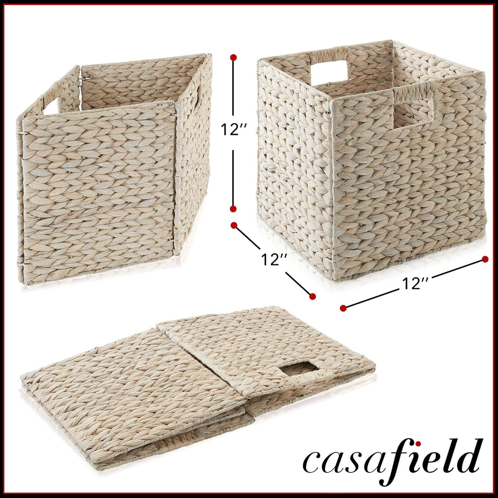 Casafield 12" x 12" Hyacinth Storage Baskets, Whitewash - Set of 2 ...