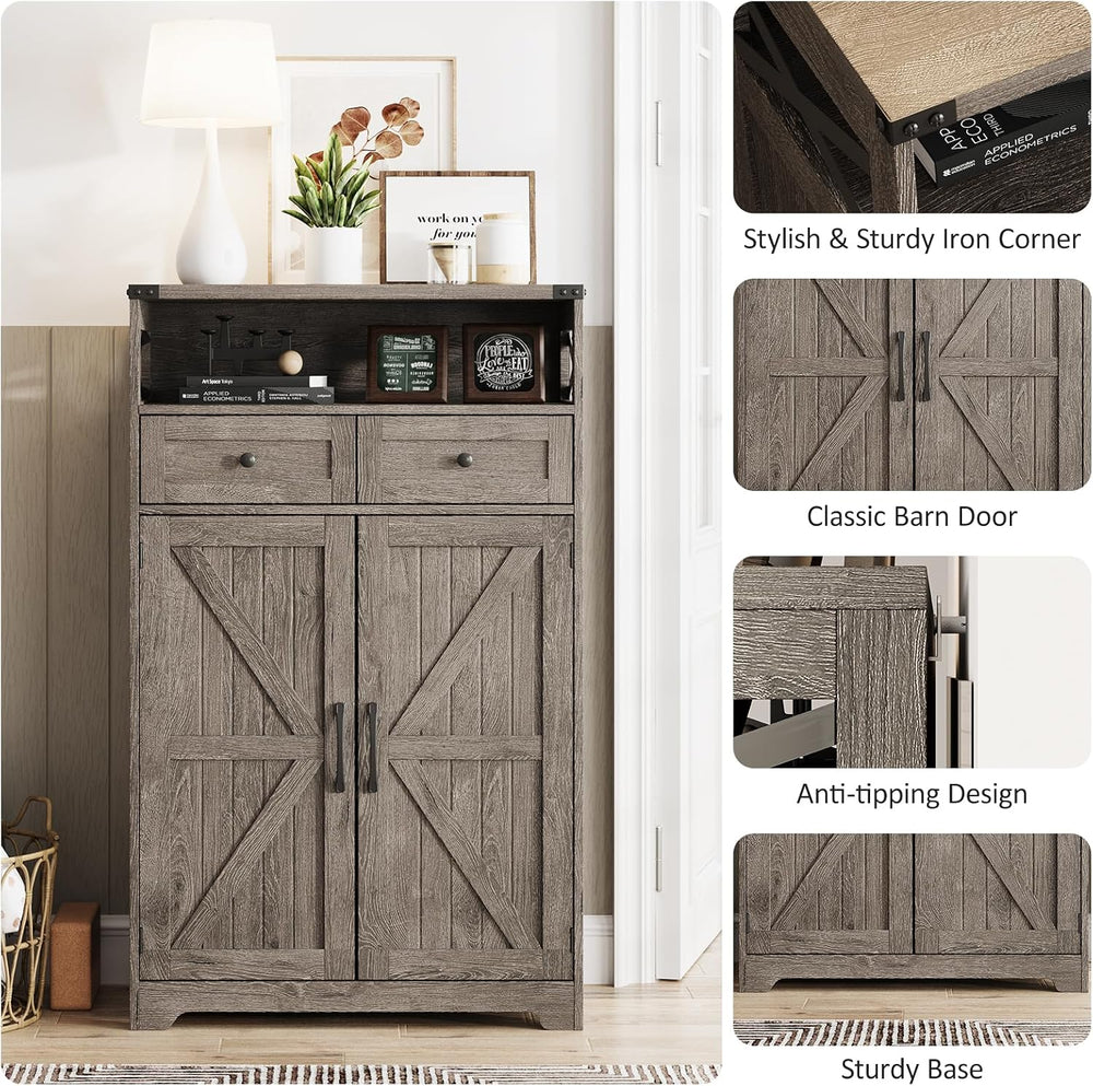Maupvit Farmhouse Shoe Cabinet with Doors, 6-Tier Shoe Storage Cabinet