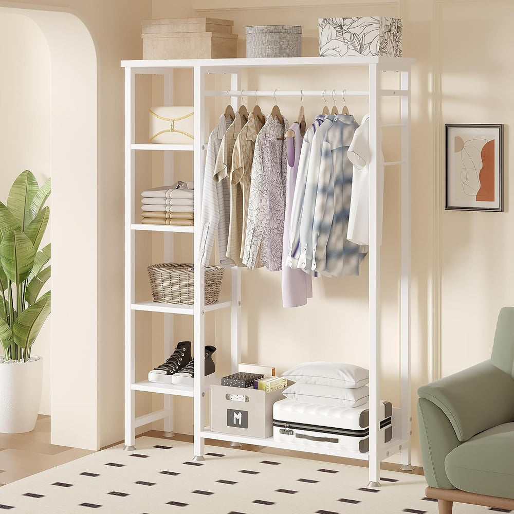 VECELO Open Garment Clothing Rack, Free-Standing Heavy Duty Storage Closet wi...