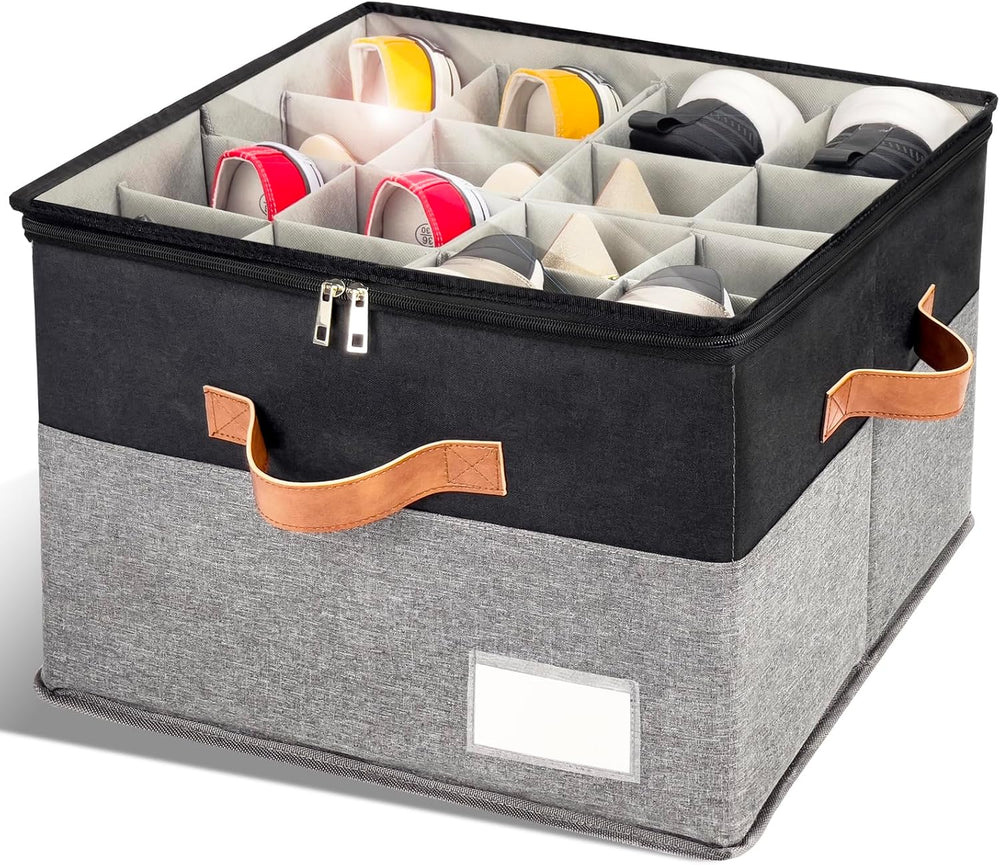 1 Pack Shoe Organizer for Closet Foldable Storage Box with Clear Cover
