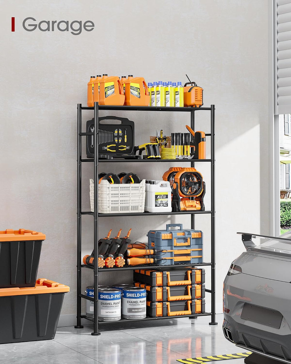 Sakugi 5-Tier Garage Shelving Unit - Heavy-Duty Metal Storage Shelves, Anti-T...