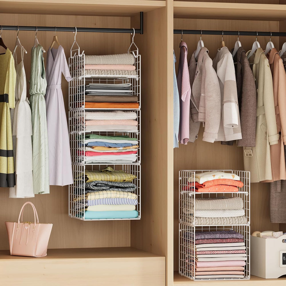 X-cosrack Closet Hanging Organizer and Storage - 5 Tier Hanging Shelves, Wire...