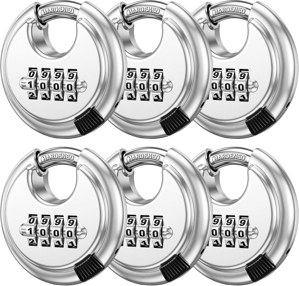 Landhoow 6 Pack Combination Lock 4 Digit Disc Padlock with 3/8 Inch Hardened ...