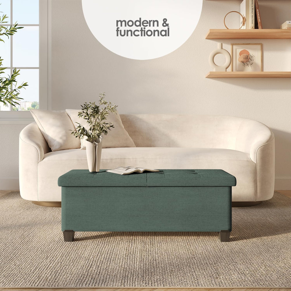 Storage Ottoman Bench with Bins, 43-in Storage Bench for Bedroom End of Bed, ...