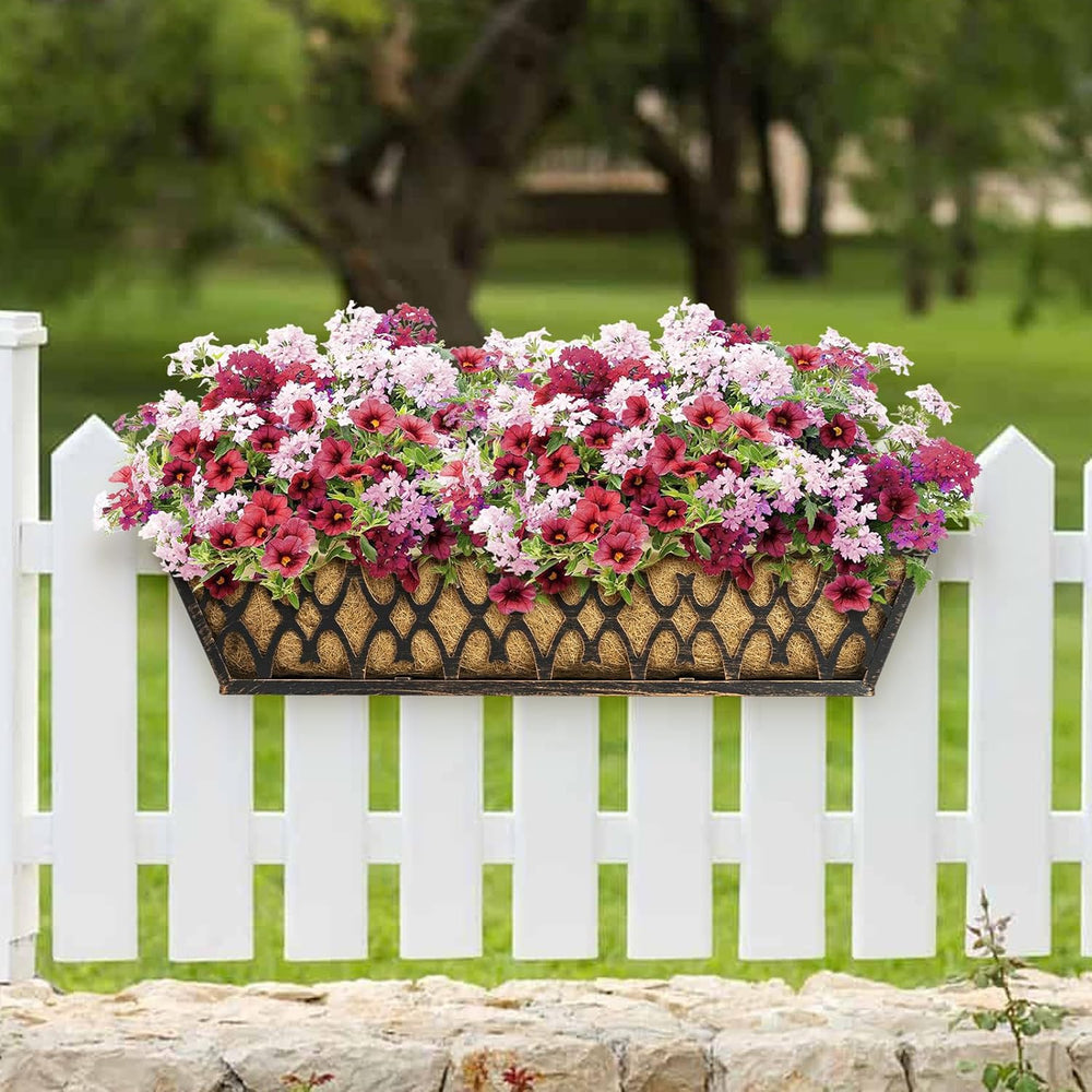 4 Pack 24 Inch Window Boxes Planters Railing Planter Box with Adjustable Brac...