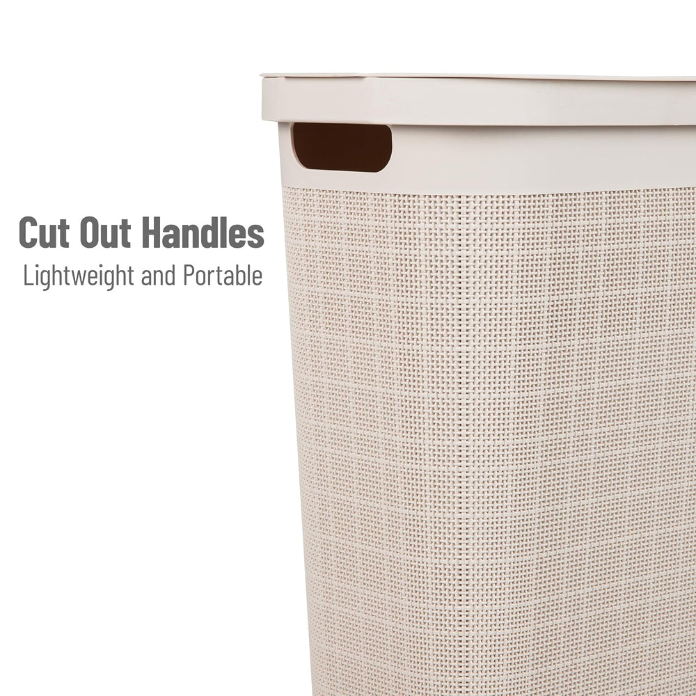 Mind Reader Slim Laundry Hamper with Lid, 40L Clothes Basket, Linen Design, P...